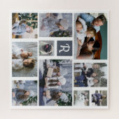 Familie Foto Collage Monogrammed White 10 Afbeeldi Legpuzzel (Horizontaal)