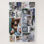 Familie Foto Collage Monogrammed White 11 Afbeeldi Legpuzzel (Verticaal)