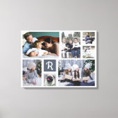 Familie Foto Collage Monogrammen 7 Afbeeldingen Wh Canvas Afdruk (Voorkant)