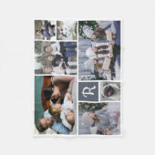 Familie Foto Collage Monogrammen 7 Afbeeldingen Wh Fleece Deken (Voorkant)