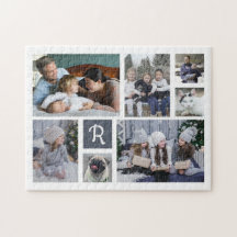 Familie Foto Collage Monogrammen 7 Afbeeldingen Wh