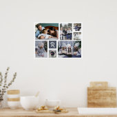 Familie Foto Collage Monogrammen 7 Afbeeldingen Wh Poster (Keuken)