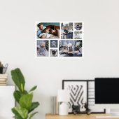 Familie Foto Collage Monogrammen 7 Afbeeldingen Wh Poster (Thuiskantoor)