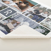 Familie Foto Collage Monogrammen 7 Afbeeldingen Wh Sherpa Deken (3/4)