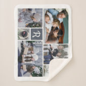 Familie Foto Collage Monogrammen 7 Afbeeldingen Wh Sherpa Deken (Voorkant)