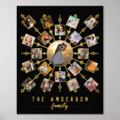 Familie Foto Collage + Naam 21 Afbeeldingen Black  Folie Afdrukken (Voorkant)