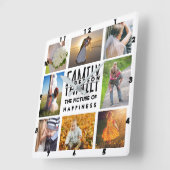 Familie Foto Collage Naam toevoegen Sjabloon | 8 A Vierkante Klok (Hoek)