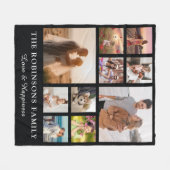 Familie Foto Collage + Naam White Fleece Deken (Voorkant (Horizontaal))