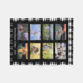 Familie foto collage op buffel plaid patroon fleece deken (Voorkant (Horizontaal))