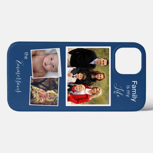 Familie Foto Collage Persoonlijk Blauw Case-Mate iPhone Case (Achterkant (horizontaal))