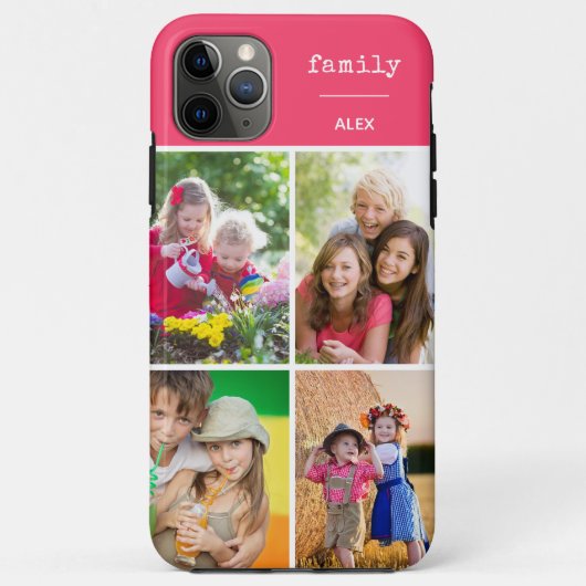 Familie Foto Collage Pink 4 Afbeelding Case-Mate iPhone Case (Achterkant)
