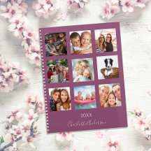 Familie foto collage plum naam script 2026
