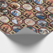 Familie Foto Collage Red Black Buffalo Pset Quilt Cadeaupapier (Hoek)