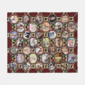 Familie Foto Collage Red Black Buffalo Pset Quilt Fleece Deken (Voorkant (Horizontaal))