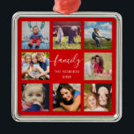 Familie foto Collage Red Custom Ceramic Ornament<br><div class="desc">Voeg 8 van je favoriete foto's toe aan onze klassieke,  elegante foto-versiering voor rode collage. Voeg jouw naam toe en het jaar onder het woord familie.</div>