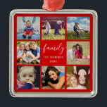 Familie foto Collage Red Custom Ceramic Ornament<br><div class="desc">Voeg 8 van je favoriete foto's toe aan onze klassieke,  elegante foto-versiering voor rode collage. Voeg jouw naam toe en het jaar onder het woord familie.</div>
