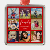 Familie foto Collage Red Custom Ceramic Ornament (Voorkant)