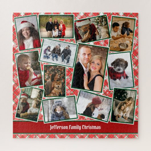 Familie Foto Collage Red Green White Kerstmis Legpuzzel (Verticaal)