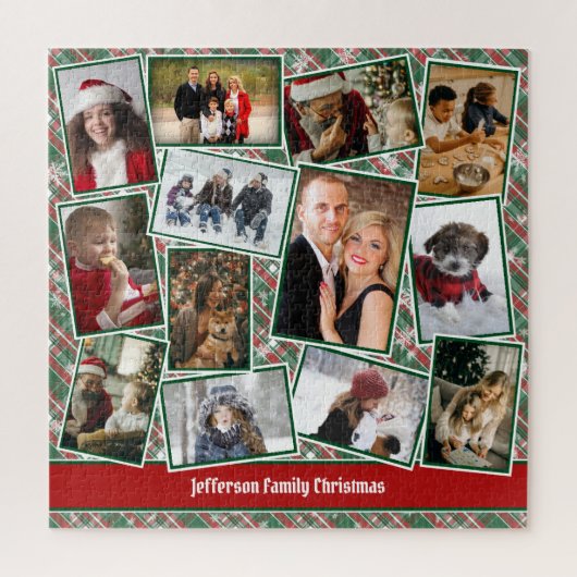 Familie Foto Collage Red Green White Kerstmis Legpuzzel (Verticaal)