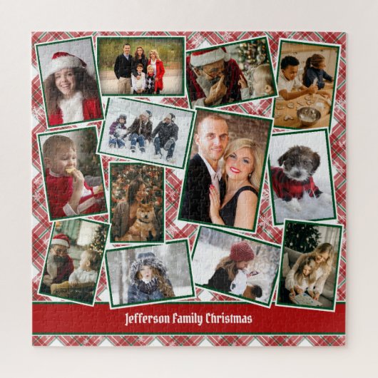 Familie Foto Collage Red Green White Kerstmis Legpuzzel (Verticaal)