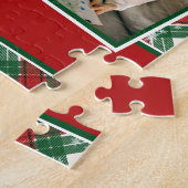 Familie Foto Collage Red Green White Kerstmis Legpuzzel (Zijkant)