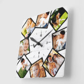 Familie Foto Collage Rustic Farmhouse White Vierkante Klok (Hoek)