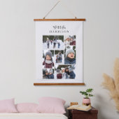 Familie foto collage rustiek monogram neutraal hangend wandkleed (Slaapkamer)