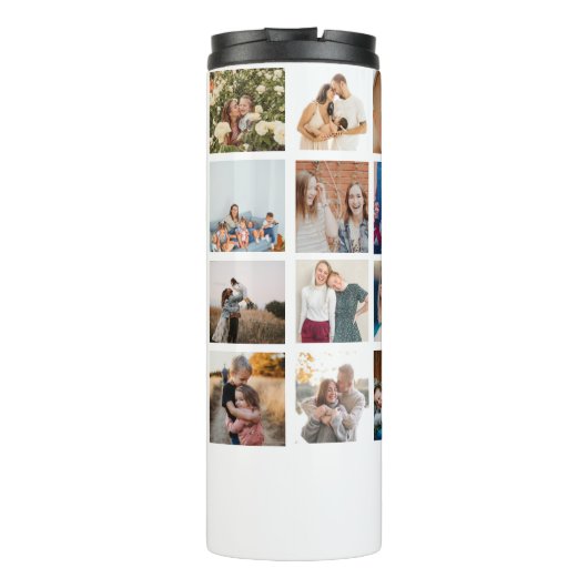 Familie foto collage script Thermische Tumbler Thermosbeker (Achterkant)