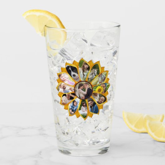 Familie Foto Collage Sunflower 13 Afbeeldingen Eas Glas (Voorkant ijs)