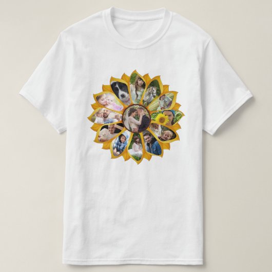 Familie Foto Collage Sunflower 13 Afbeeldingen Eas T-shirt (Design voorkant)