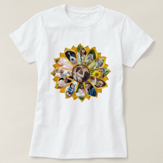 Familie Foto Collage Sunflower 13 Afbeeldingen Eas T-shirt (Design voorkant)