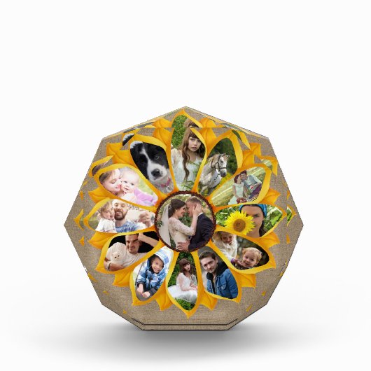 Familie Foto Collage Sunflower Burlap 13 Pics Easy (Voorkant)