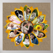 Familie Foto Collage Sunflower Burlap 13 Pics Easy Poster (Voorkant)