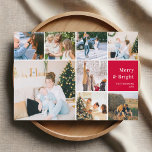 Familie Foto Collage Vrolijk en helder Kerstmis Ho Feestdagenkaart<br><div class="desc">**Introductie van onze Merry & Bright Christmas-Kaart: Een vrolijke momentopname van het seizoen** Deze feestdagen vieren de warmte en helderheid van uw gekoesterde momenten met onze Merry & Bright Christmas-Kaart. Met een aanpasbare foto-indeling van 8 vierkanten en een oprecht citaatvierkant dat "Merry & Bright" uitstraalt, is deze kaart ontworpen om...</div>