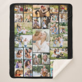 Familie Foto Collage White 31 Afbeelding Black Sherpa Deken (Voorkant)