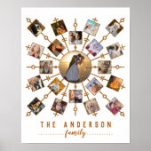 Familie Foto Collage White Gold + Naam 21 Afbeeldi Poster (Voorkant)