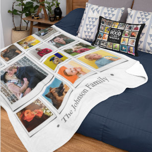 Familie Foto Collage White Huge Fleece Blanket Deken