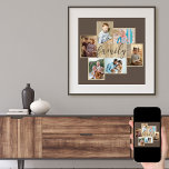 Familie Foto Collage Wood Kijk Lijst Brown Poster<br><div class="desc">De fotocollage van de familie met 6 van uw favoriete foto's, kalligrafie en lichte houthedrager kijkt lijst. Het fotomalplaatje is klaar voor u om uw foto's toe te voegen, die in landschaps en portretformaten worden getoond. De achtergrondkleur en het woord "familie" zijn bruin gekleurd en u kunt dit bewerken op...</div>