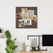 Familie Foto Collage Wood Kijk Lijst Brown Poster (Thuiskantoor)