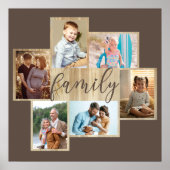 Familie Foto Collage Wood Kijk Lijst Brown Poster (Voorkant)