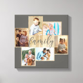 Familie Foto Collage Woodgrain Lijst Warm Gray Canvas Afdruk (Voorkant)