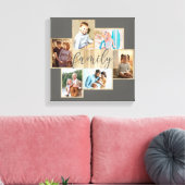Familie Foto Collage Woodgrain Lijst Warm Gray Canvas Afdruk (Insitu (Woonkamer))