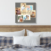 Familie Foto Collage Woodgrain Lijst Warm Gray Canvas Afdruk (Insitu (Slaapkamer))