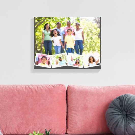 Familie Foto Collage Zigzag Foto Strip Dark Gray Canvas Afdruk (Insitu (Woonkamer))