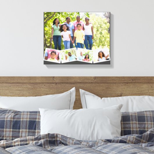 Familie Foto Collage Zigzag Foto Strip Dark Gray Canvas Afdruk (Insitu (Slaapkamer))