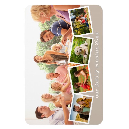 Familie Foto Collage Zigzag Fotostrip Beige Magneet (Verticaal)