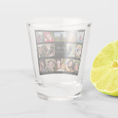 Familie foto Collage zwart, aangepast Shot Glas (Achterkant)