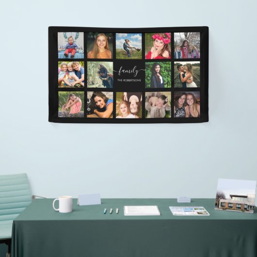 Familie foto Collage zwart, aangepast Spandoek (Beurs)