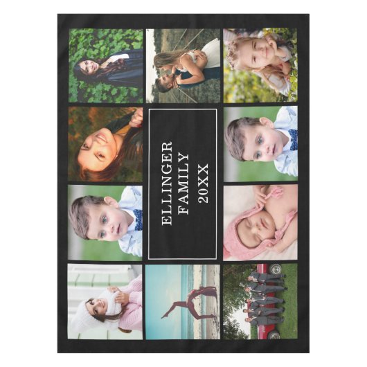 Familie foto Collage zwart, aangepast Tafelkleed (Voorkant)