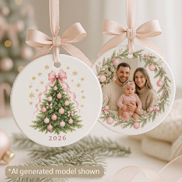 Familie Foto Coquette Strik Keramisch Ornament